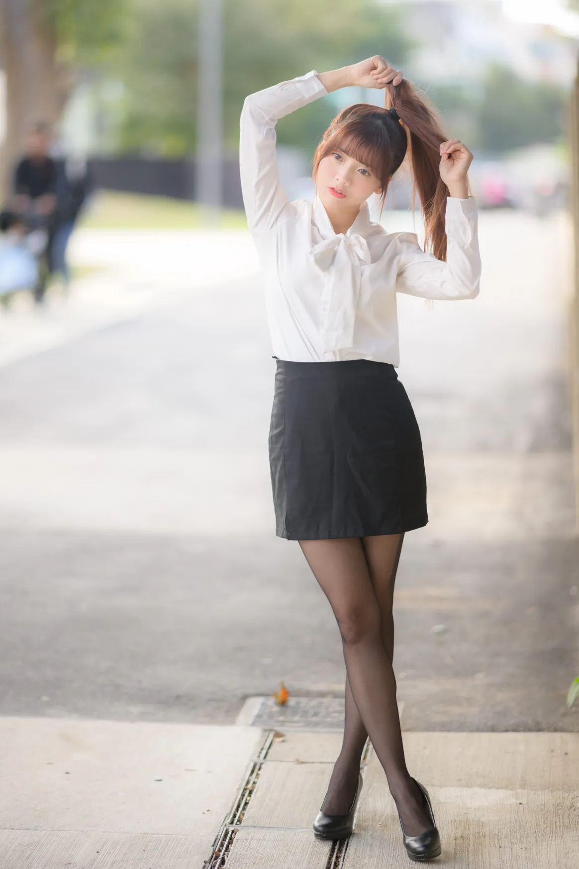 [Mzsock] NO.237 OL black silk uniform high heels street photography#[105P]-5